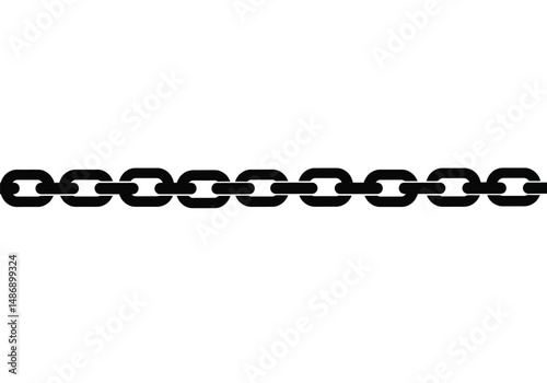 Chain silhouette. This image shows a black chain silhouette, a linear arrangement of interconnected links. Vector clipart illustration design.