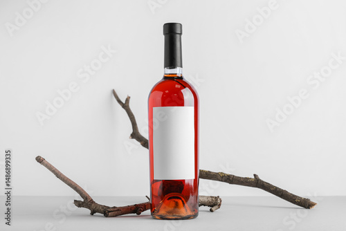 Rose wine bottle with blank...