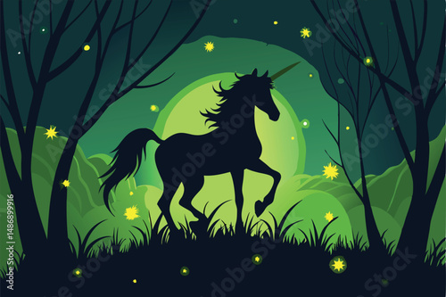 Enchanting Unicorn Amidst a Blaze of Firelight
