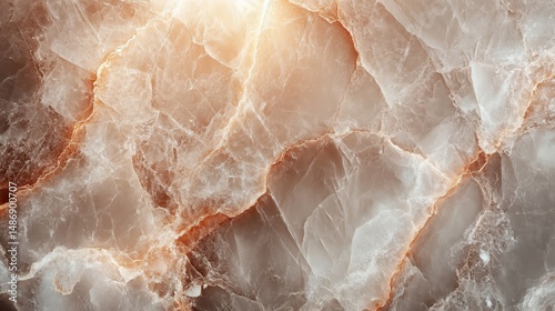 Abstract Beige and Brown Marble Texture with Glowing Light and Swirling Patterns