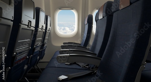Close-up of Economy Class Airplane Seats photo