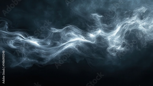 Abstract Blue and Dark Glowing Particle Wave Background
