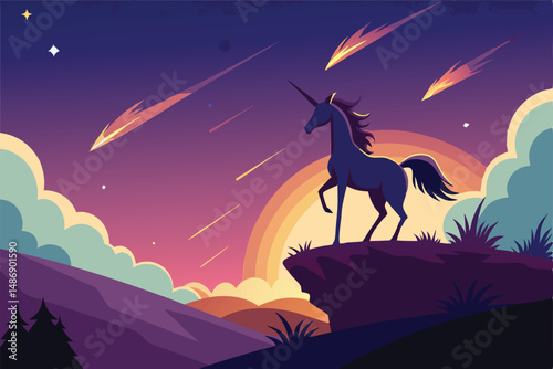 Unicorn Gazing at a Comet's Majestic Trail