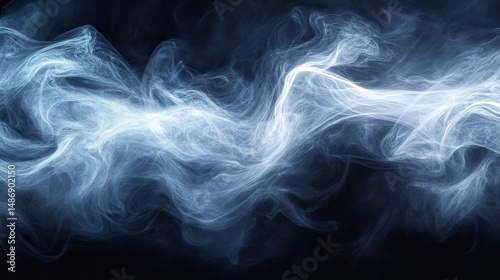 Abstract Blue and White Energy Wave on Dark Background