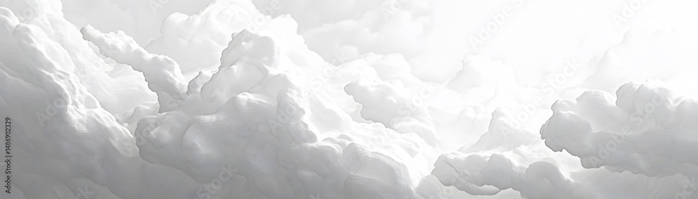 Obraz premium A monochrome view of fluffy clouds in the sky.