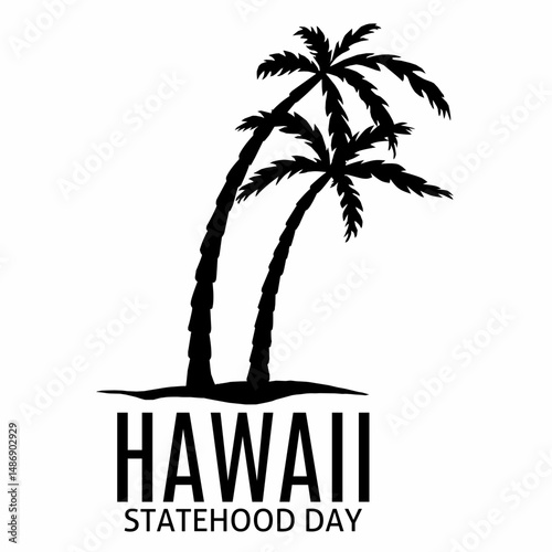 Ilustrasi vektor hari negara bagian Hawaii, dengan pohon palem
