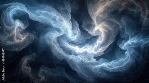 Abstract Cosmic Nebula Background with Glowing Blue and White Particles