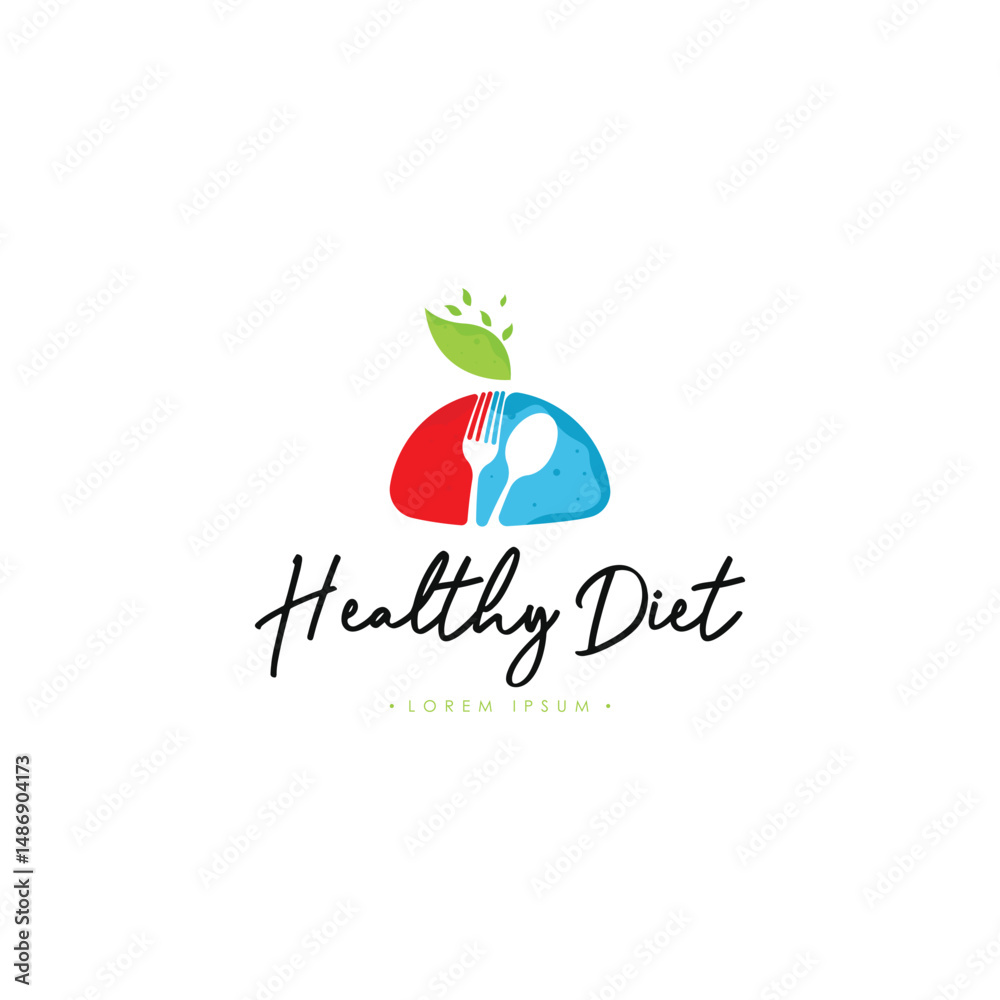 Healthy Diet Logo Template Vector on Isolated White Background Healthy Diet Logo Template Vector on Isolated White Background