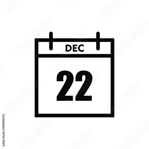 calender icon, 22 december icon with white background