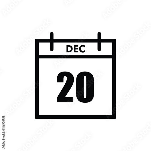 calender icon, 20 december icon with white background