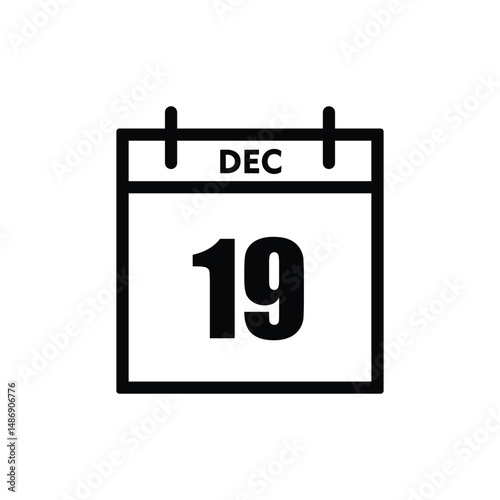 calender icon, 19 december icon with white background