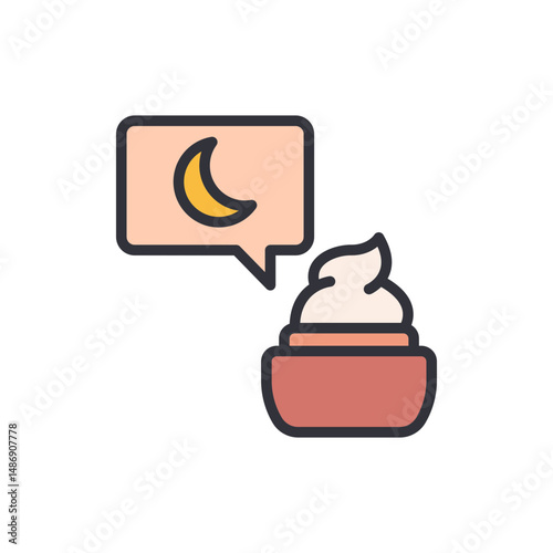 Illustration Of Night Moisturizer Suggesting Beauty Sleep Routine Concept