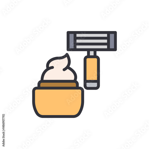 Stylized Shaving Cream And Razor Illustration On A Transparent Layout