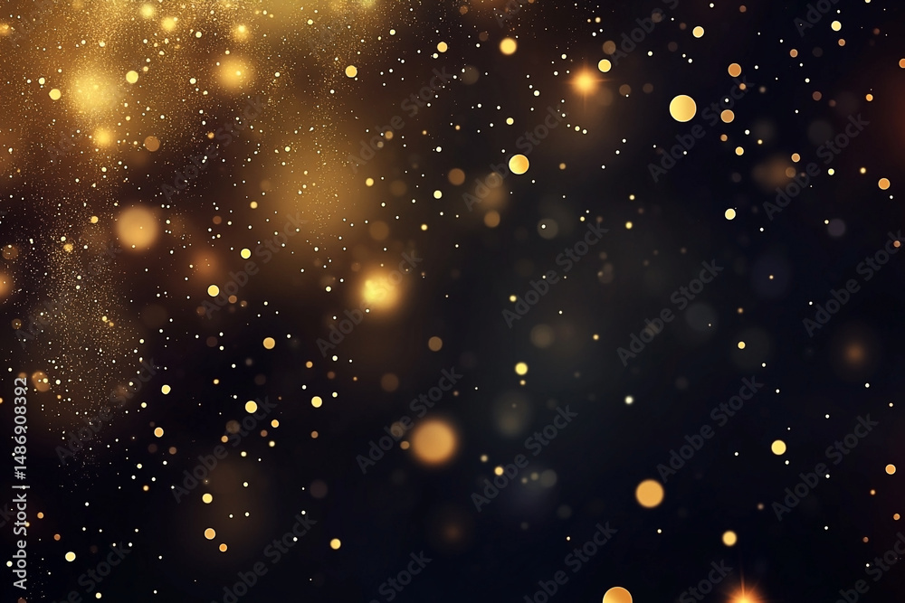 Obraz premium Golden particles floating in a dark space with a blurry background effect