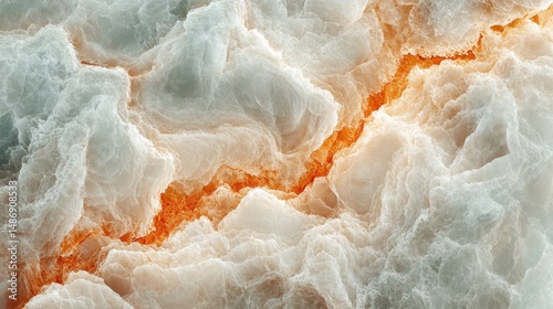 Abstract Orange and White Particle Texture Background with Glowing Crack