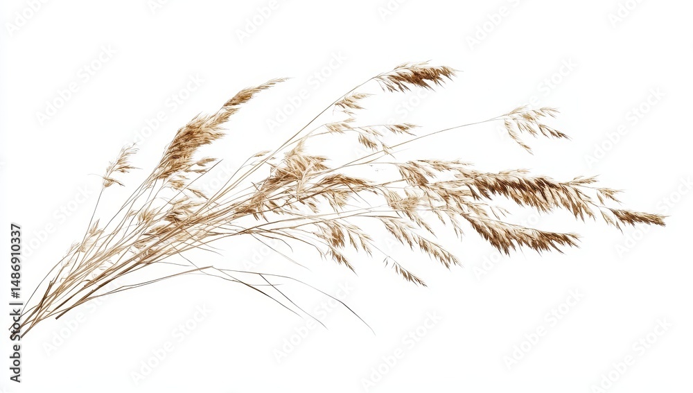 Obraz premium Dried grass stems, light brown, flowing gracefully