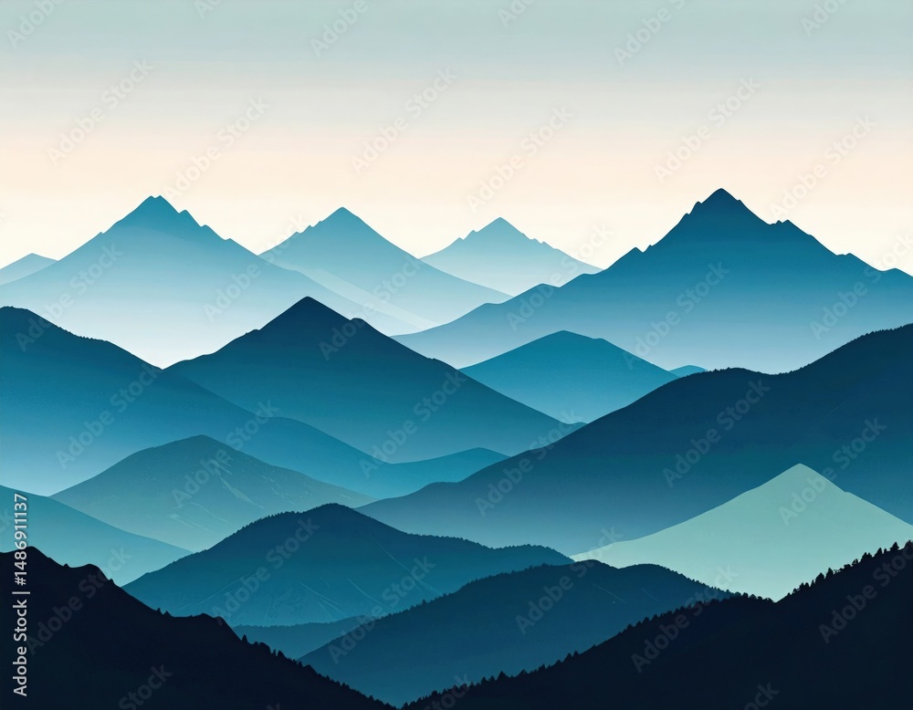 Fototapeta premium Layered Blue Mountains Panorama