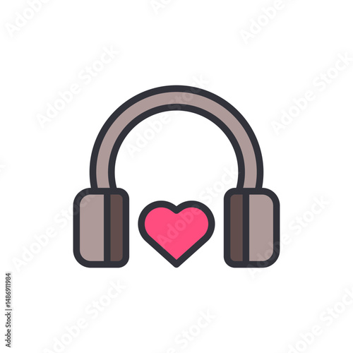 Stylish Headphones With A Heart Symbol For The Love Of Music