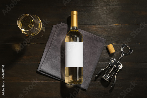 Bottle of wine with blank l...