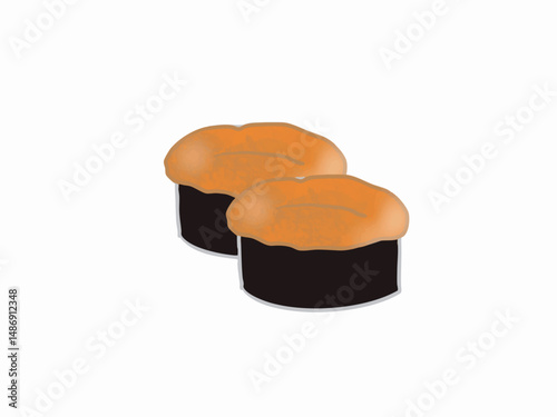 Illustration of sea urchin gunkanmaki sushi