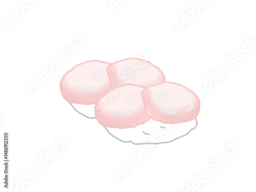 Illustration of nigiri sushi with scallops