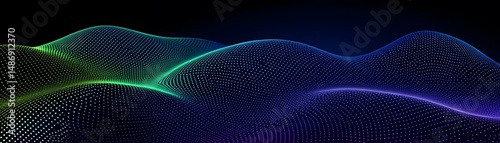 Abstract digital wave pattern with colorful dots.