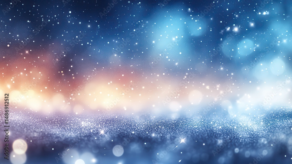 Obraz premium Abstract Winter Background with Blue Glitter and Sparkling Lights