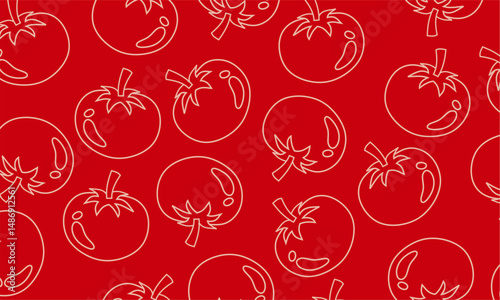 Seamless vector pattern of tomato outlines. tomato symbol. Tomato hand drawn doodle style seamless pattern for textile, cloth background, wallpaper, wrapping paper