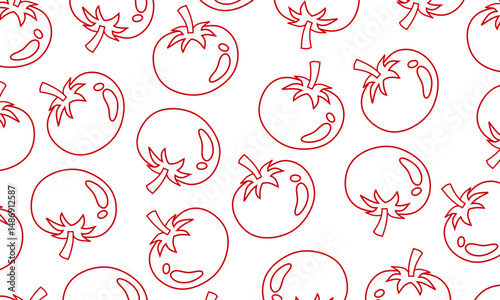 Tomato doodle pattern. Tomato in outline seamless pattern. tomato seamless pattern