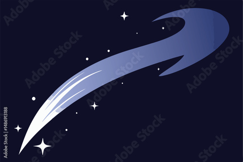 Shimmering Silhouette of a Comet with a Vibrant Tail in the Starry Cosmos