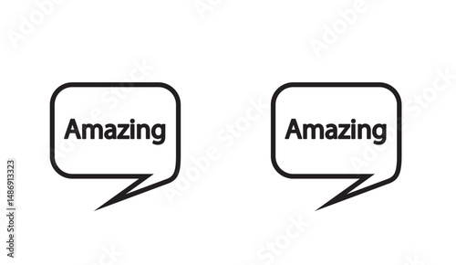 Striking Black and White Amazing Word Bubbles Graphic for Positive Communication, Modern Minimalist Design Conveying Excellence and Awe, Vector Illustration