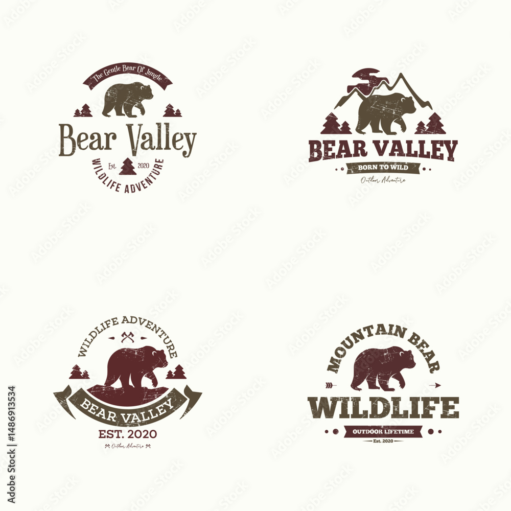 Fototapeta premium Bear logo template in outdoor vintage style. Bear logo. Outdoor logo concept