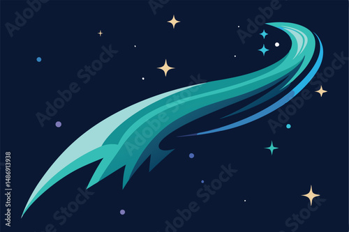 Shimmering Silhouetted Comet Soaring Through the Night Sky