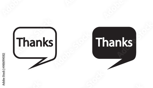 Monochrome 'Thanks' Speech Bubbles: Minimalist Expression of Gratitude in Two Distinct Styles for Graphic Design and Digital Communication