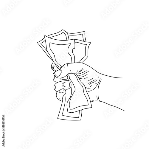 vector symbol hand holding banknotes