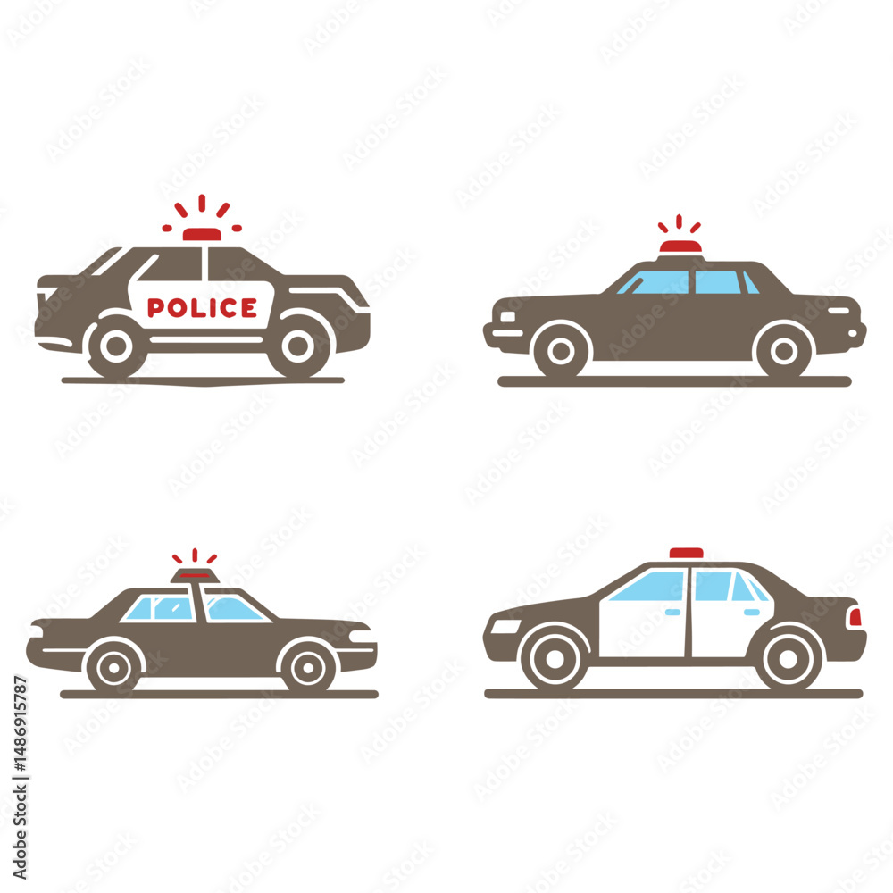 Fototapeta premium Police car icons. Simple police car logo. Vector illustration