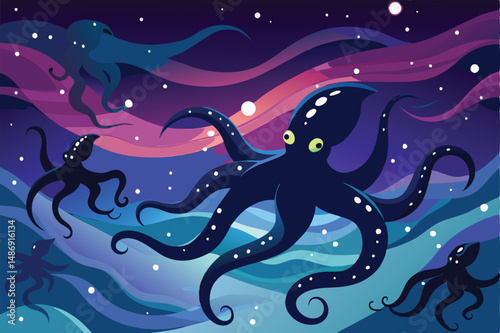 Cosmic Octopuses Swim Through the Celestial Tapestry