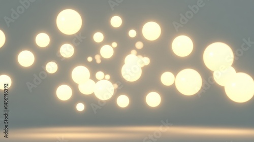 Glowing orbs floating in dark space abstract background image