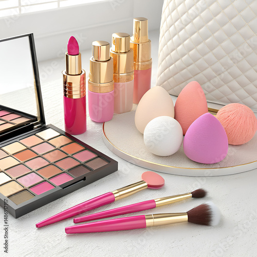 make up brushes and powder