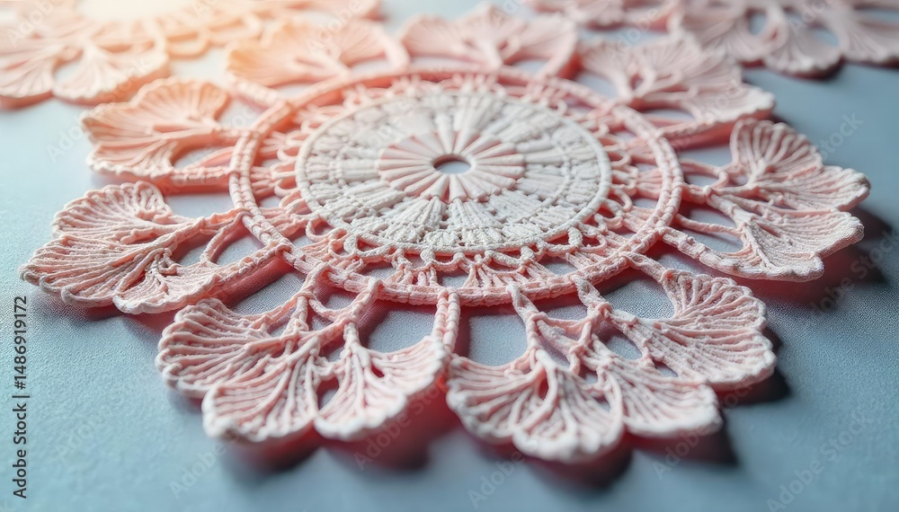 Obraz premium Intricate floral lace doily, delicate texture, art, craft