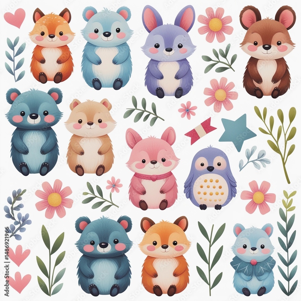Naklejka premium set of funny animals