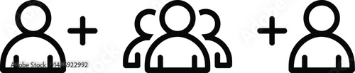Simple vector illustration showing the concept of adding single people to a group of individuals for teamwork