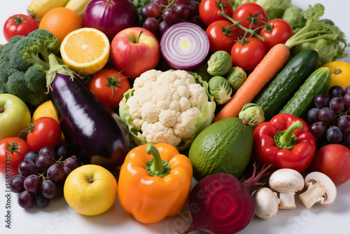 Variety of Fresh Fruits Vegetables Produce Healthy Food Nutrition