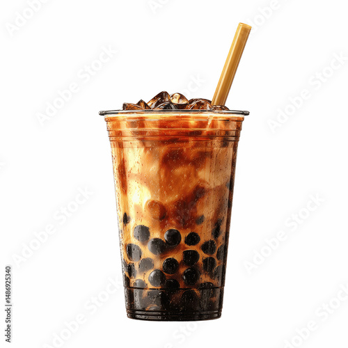 Iced Brown Sugar Boba Milk Tea with Tapioca