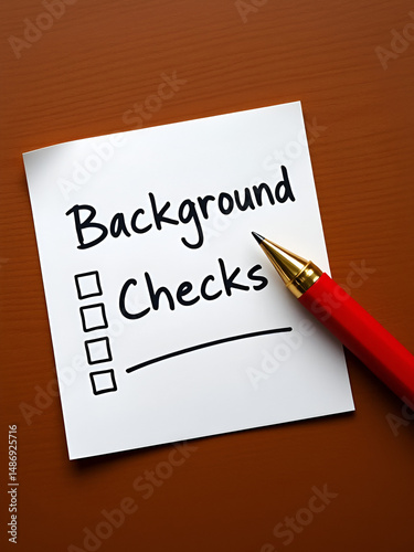 Writing note showing Background Checks. Business concept for looking up compiling criminal records for Organization