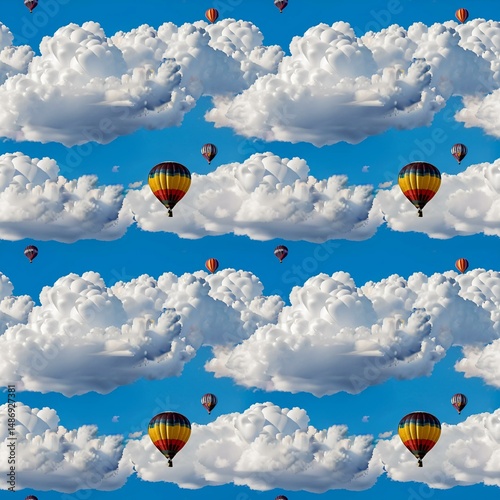 hot air balloons and clouds