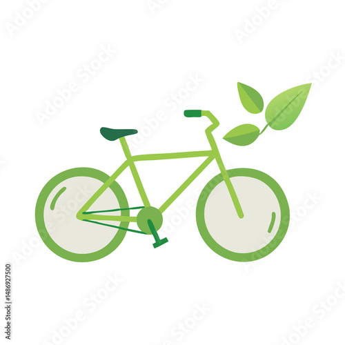 Bicycle and Leaf - Eco Commuting Icon