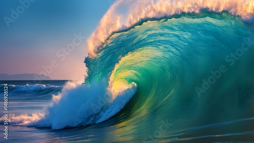 A colorful picture of a wave photo
