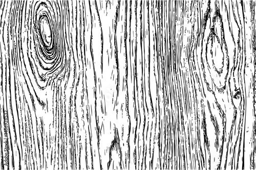 Detailed Black and White Wood Grain Pattern Vector Illustration Background