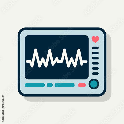 Heart monitor displays pulse signaling vital signs cartoon flat design illustration